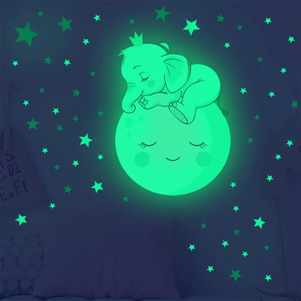 Lune Bébé Éléphant Qui Dort Lumineux