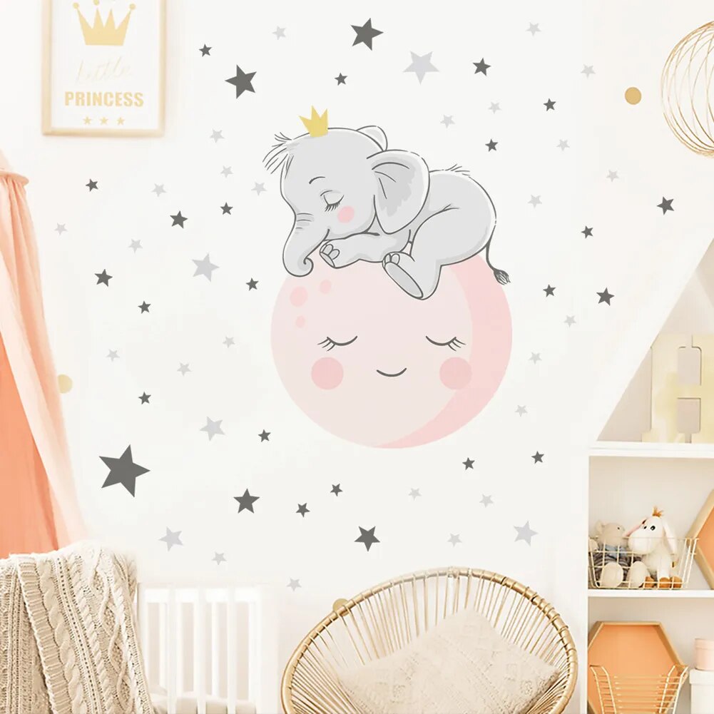 Lune Bébé Éléphant Qui Dort Lumineux